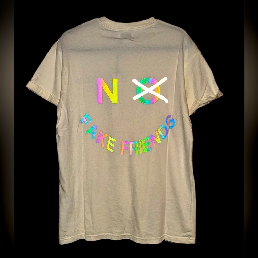 📸 NWT! Half Shadow No Fake Friends 3M Reflective Aurora Unisex Tshirt